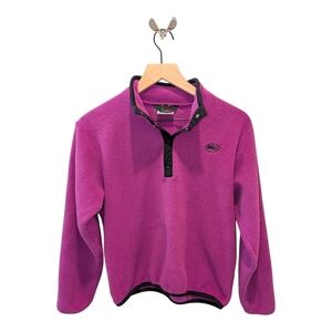 Vintage REI Kids Fleece Pullover Size L 12/14 Purple Made in USA Quarter Snap
